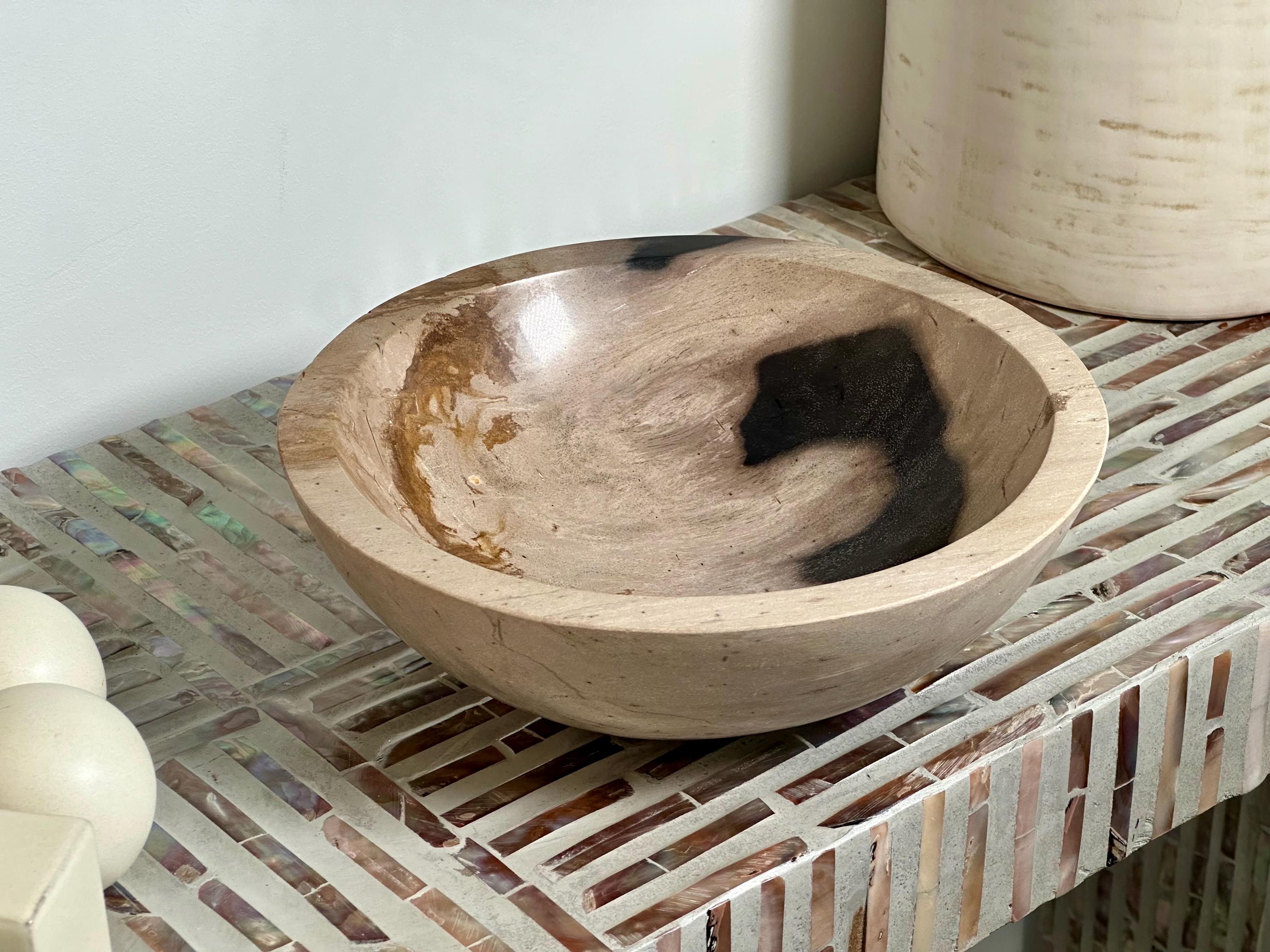 Petrified Wood Decorative Bowl - Handcrafted One of a Kind - Home Decor - Bowl