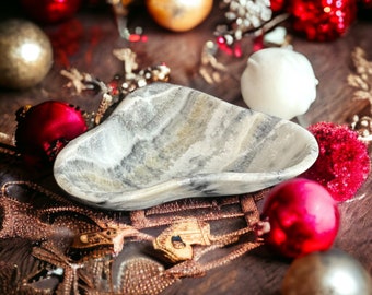 Exquisite Gray Banded Onyx Bowl - Handcrafted Natural Stone Home Decor