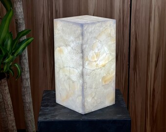 Textured White Onyx Lamp - rectangular Design - Home and Decor - Illuminating Lamp - Salt Lamp