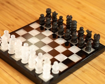 Handmade Onyx Chess Set - 6 Inch Custom Board