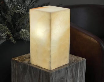 Contemporary Off-White Onyx Lamp: Elegant Natural Stone Decor (12 Inches)