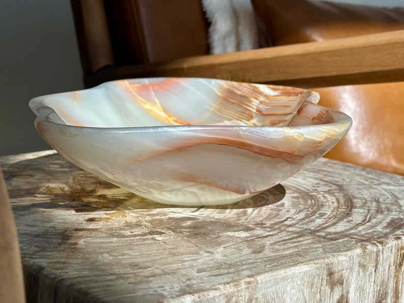 Green Banded Onyx Bowl Handcrafted Natural Stone Home Decor Etsy