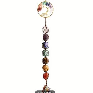 7 Chakra Stone Healing Crystal Tree of Life Wall Hanging Home Interior Decoration Window Decoration Yoga Meditation, Housewarming Gift