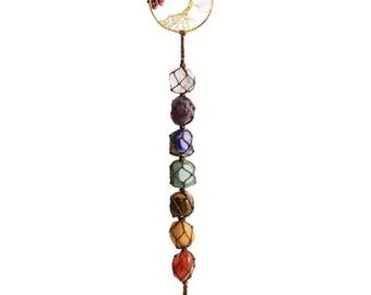 7 Chakra Stone Tree of Life Hanging, Yoga Meditation Decor