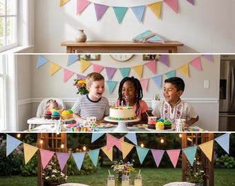Birthday Banner, Bachelorette Bunting, Wedding Garland - Rustic Jute Pennant - Fabric Wall Hanging for Nursery, Graduation, or Bridal Shower