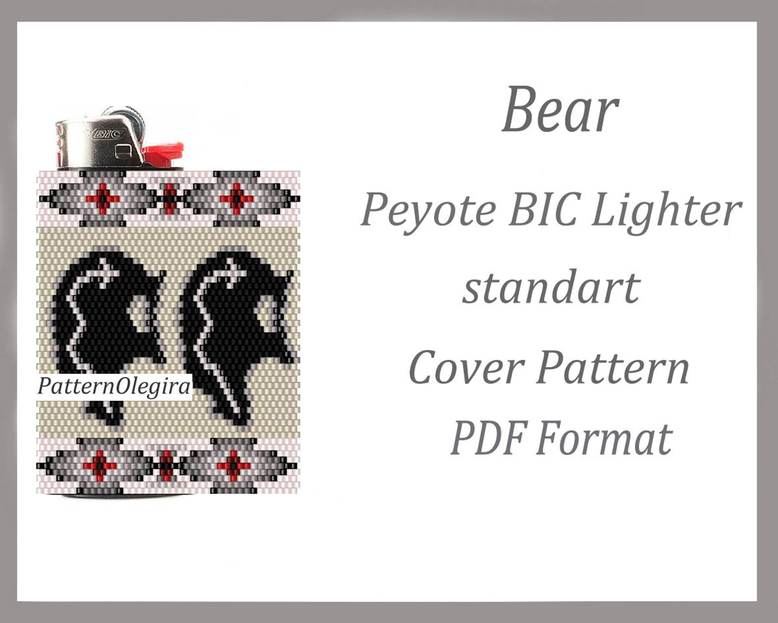 Beaded Cover Lighter BIC standart Bear Pattern Cover Etsy