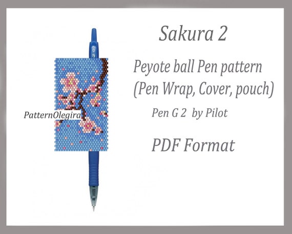 Pen Cover Pattern Teal Turquoise Pattern Peyote Beading Pattern Pen Wrap Pattern