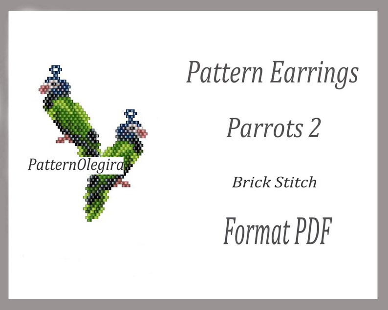 beading Tutorial Earrings Parrots Weaving pattern Beaded Pattern Earrings Parrots 2 Beaded Pattern Brick Stitch Earrings Parrots 2