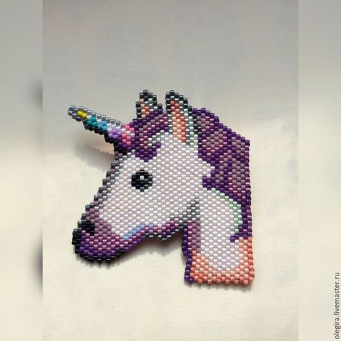 Beaded Pattern Unicorn Beaded Peyote Brooch Unicorn Brick Etsy