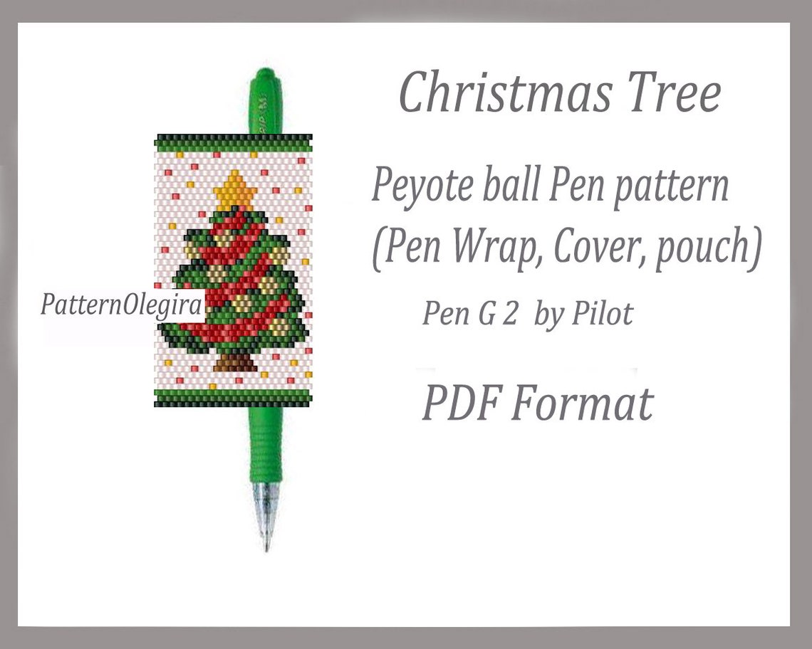 Peyote Beaded Pen Pattern Christmas Tree Pen Wrap Cover Etsy