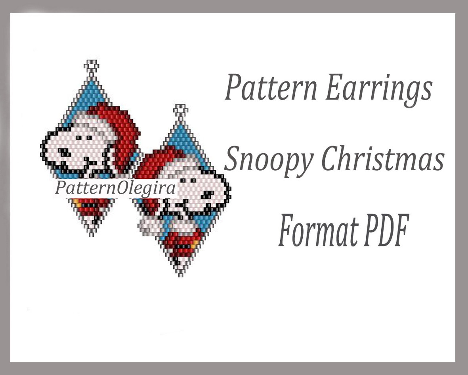 Bead Pattern Earrings Snoopy Christmas Peyote Earrings Snoopy Etsy