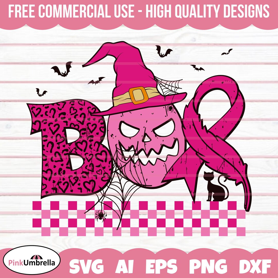 Boo Scare Away Breast Cancer Svg Pink Ribbon Png Cancer - Etsy