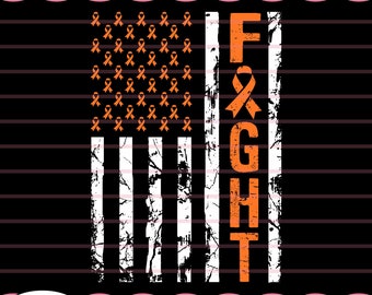 Kidney Cancer Fight USA Flag Svg, Cancer Ribbon SVG, Kidney Cancer Awareness SVG, Orange Cancer Ribbon svg, svg cut file, Cricut Silhouette