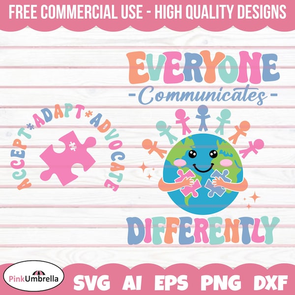 Everyone Communicates Differently Svg png, Autism Awareness Svg, Autism Svg, Autism shirt design, Autism Teacher Svg, Autism Month Svg