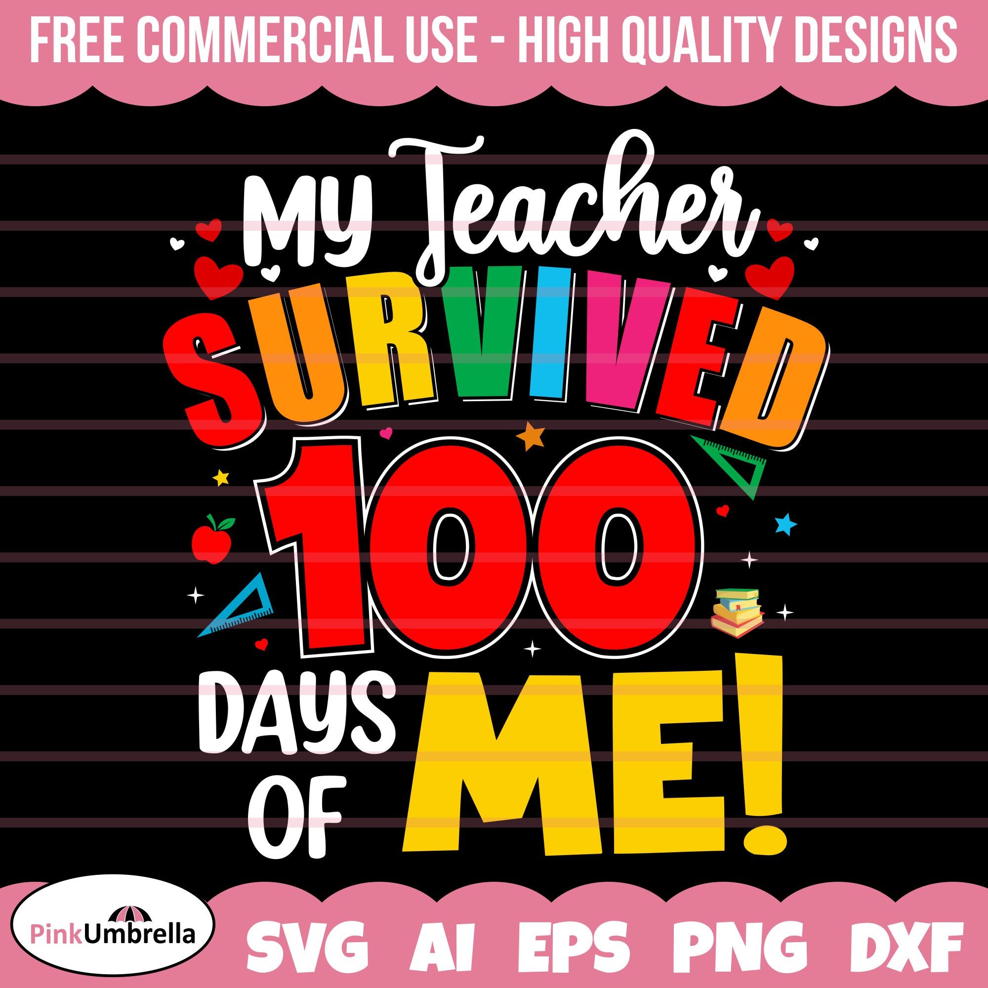 My Teacher Survived 100 Days of Me Svg 100 Days of School - Etsy UK