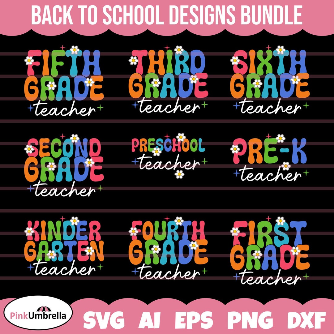 Teacher Grade Back to School SVG Bundle Retro Back to School - Etsy