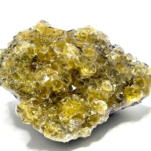 Yellow Fluorite Crystal Cluster Specimen on Matrix from Okorusu Mine in Otjiwarongo, Namibia - High Quality Rare