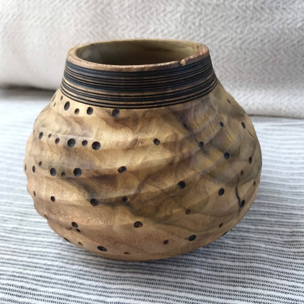 Wood bowl/vase food safe/ polka dot/celestial stars