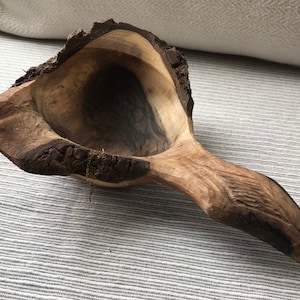 Black walnut  wood turned water ladle rustic