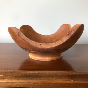 Pear wood bowl with burned details