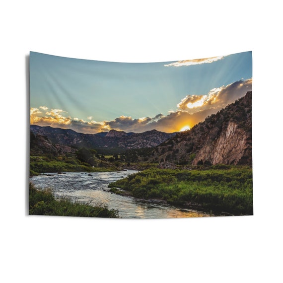 Colorado Sunset by the Arkansas River Indoor Wall Tapestries, Wall Decor, Home Decor, Wall Hanging