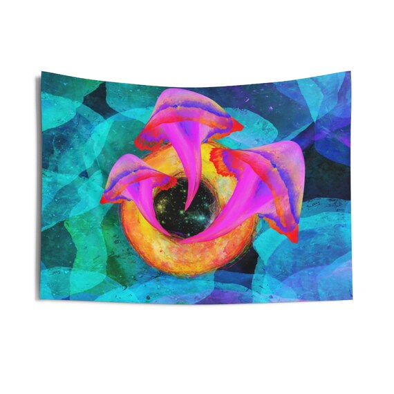 Trippy Third Eye Magic Mushrooms Psychedelic Watercolor Indoor Wall Tapestries, Wall Decor, Home Decor, Wall Hanging