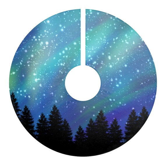 Aurora Borealis Northern Lights Night Sky Christmas Tree Skirts