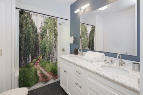 Colorado Rocky Mountain Path through the Aspens Shower Curtains