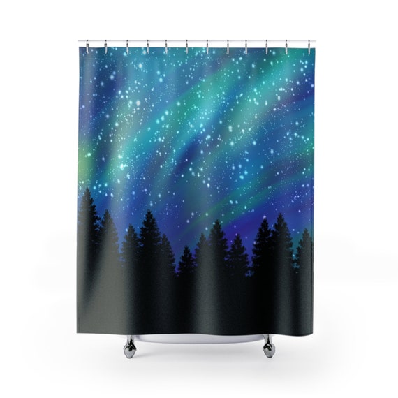 Aurora Borealis Northern Lights Night Sky Space Stars Shower Curtains