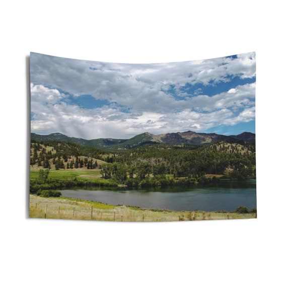 Colorado Rocky Mountain Lake Indoor Wall Tapestries, Wall Decor, Home Decor, Wall Hanging