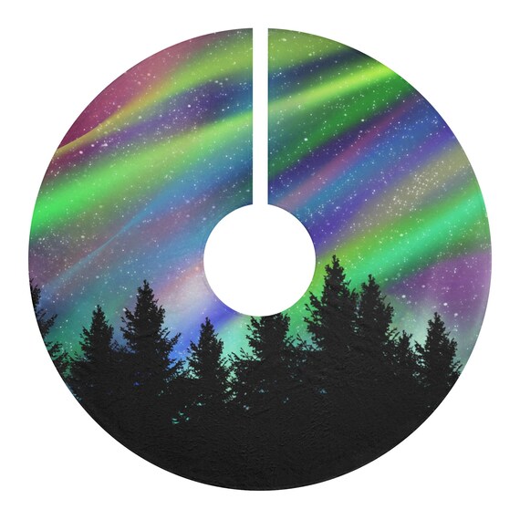 Aurora Borealis Rainbow Northern Lights Night Sky Christmas Tree Skirts