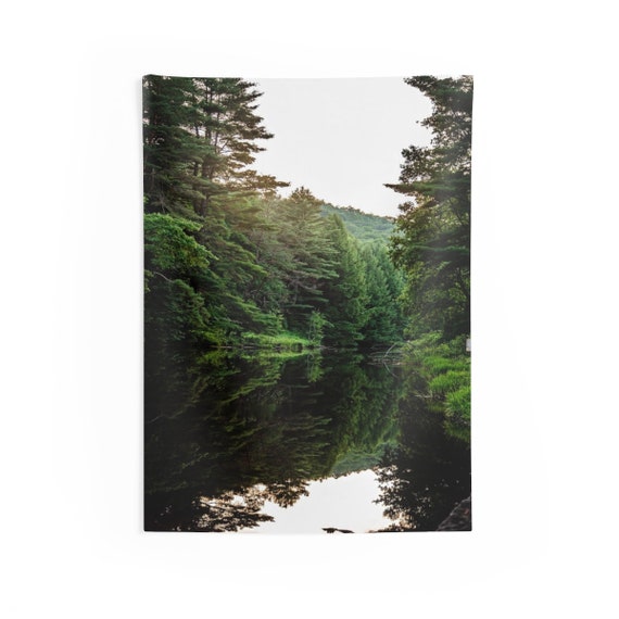 Allegheny Mountain Trees Reflection Indoor Wall Tapestries, Wall Decor, Home Decor, Wall Hanging