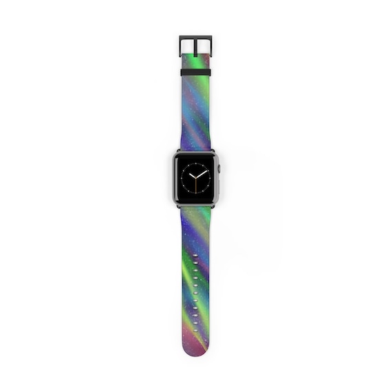 Rainbow Aurora Borealis Northern Lights Night Sky Space Stars Watch Band
