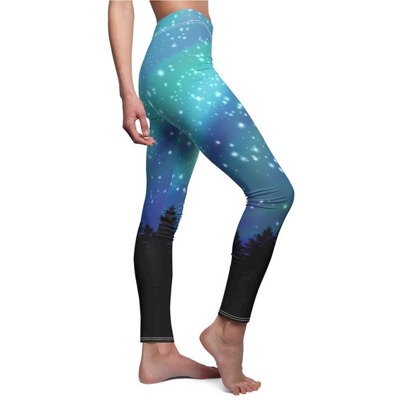 Aurora Borealis Northern Lights Space Night Sky Forest Casual Leggings
