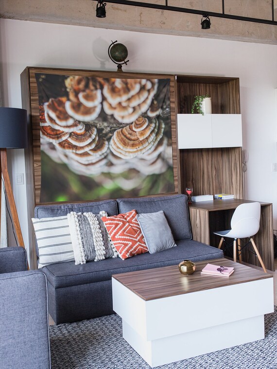 Down to Earth Moody Abstract Mushrooms Indoor Wall Tapestries, Wall Decor, Home Decor, Wall Hanging