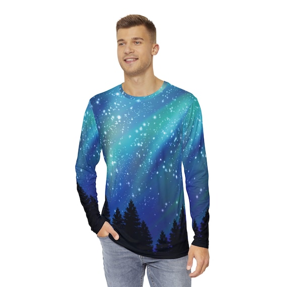 Aurora Borealis Northern Lights Night Sky Men's Long Sleeve Shirt