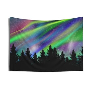Aurora Borealis Rainbow Northern Lights Night Sky Indoor Wall Tapestries, Wall Decor, Home Decor, Wall Hanging