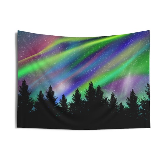 Aurora Borealis Rainbow Northern Lights Night Sky Indoor Wall Tapestries, Wall Decor, Home Decor, Wall Hanging