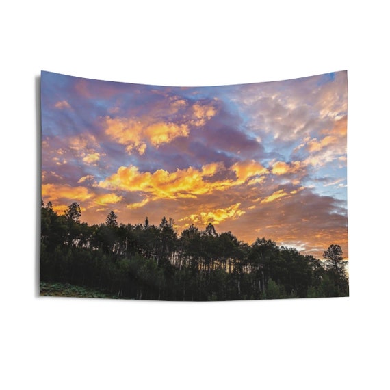 Colorful Colorado Mountain Sunrise Indoor Wall Tapestries, Wall Decor, Home Decor, Wall Hanging