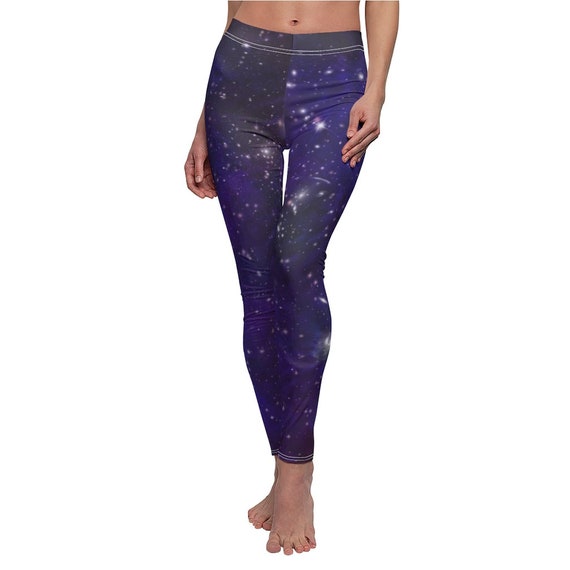 Galactic Captures Purple Tie Die Night Sky Stars Women's Casual Leggings
