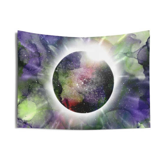 Galactic Captures Cosmic Eclipse Iris Indoor Wall Tapestries, Wall Decor, Home Decor, Wall Hanging
