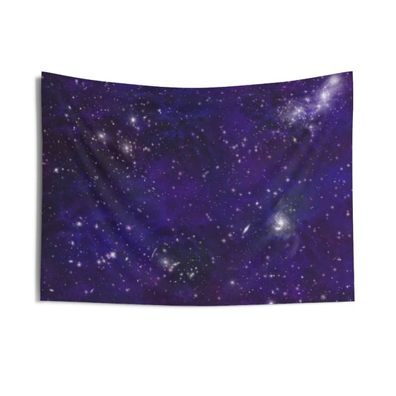 Galactic Captures Purple Tie Dye Night Sky Stars Indoor Wall Tapestries, Wall Decor, Home Decor, Wall Hanging