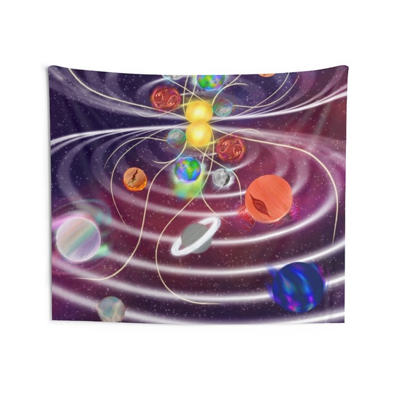 Duality Parallel Universe Planents Indoor Wall Tapestries, Wall Decor, Home Decor, Wall Hanging, Celestial Art