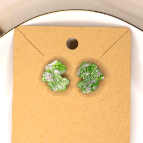 Mini Marbled Mushrooms Stainless Steel Post Polymer Clay Earrings, Summer Earrings, Nature Earrings, Stud Earrings, Lightweight Earrings