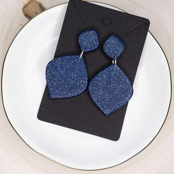 Galactic Captures Simply Classic Night Sky Sparkle Drop Stainless Steel Post Polymer Clay Earrings, Gift for Her, Celestial Earrings