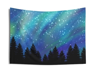 Aurora Borealis Northern Lights Night Sky Indoor Wall Tapestries, Home Decor, Wall Hanging, Bedroom Tapestry, Decorative Tapestry