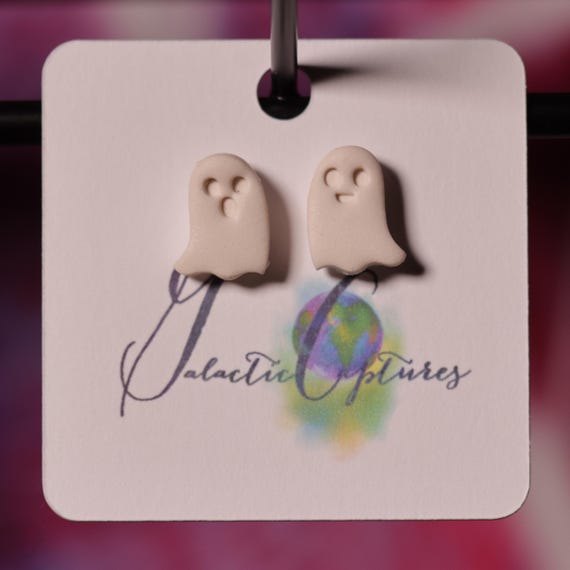 Mini Ghostie Studs Stainless Steel Post Polymer Clay Earrings, Fall Earrings, Halloween Earrings, Spooky Earrings, Stud Earrings