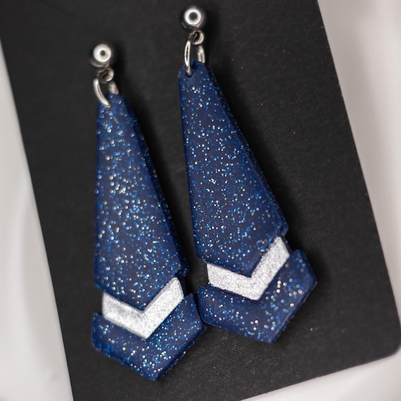 Galactic Captures Simply Classic Night Sky Sparkle Drop Stainless Steel Post Polymer Clay Earrings, Gift for Her, Celestial Earrings