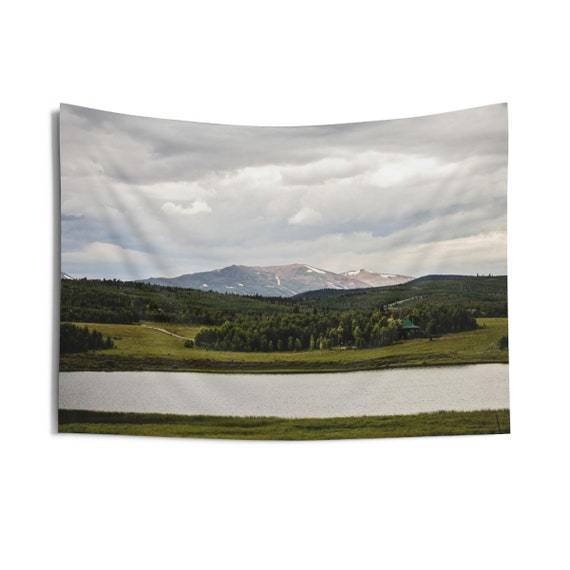 Colorado Rocky Mountain Lake by the Forest Indoor Wall Tapestries, Wall Decor, Home Decor, Wall Hanging