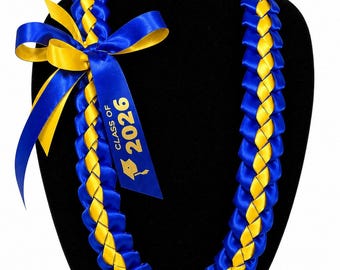 Collar de graduación azul marino y amarillo, promoción de 2026